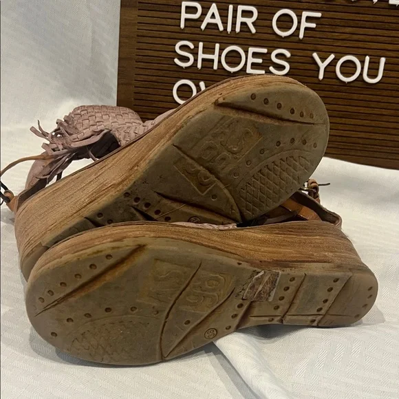 A.S.98 Woven Blush Wedge Sandals - Picture 3 of 5